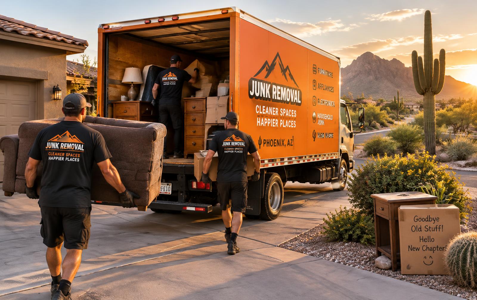 AZ Quick Haul crew loading junk into truck